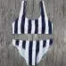 Ladies Sexy High Waist Striped Bikini Suit Swimsuit