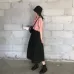 High Waist Drape Skirt Loose And Thin Mid-Length A-Line Skirt Black L