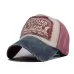 Colorful Baseball Cap Retro Letter Peaked Cap Sunhat Outdoor Leisure Travel Cap for Adult Navy Blue and Red