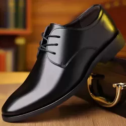 Suit Groomsmen Men Shoes Business Formal Casual Leather Shoes Black