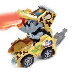 Spray Deformation Dinosaur Fighting Vehicle Light Music Automatic Rotating Children Toys Yellow