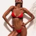 Padded Push Up Ladies Beach Wear Printed Bandage Bikini Set Green