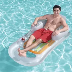 Single Water Inflatable Bed Back Luxury Chair Adult Inflatable Floating Row with Armrest or Cup Hole Transparent