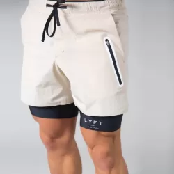 LYFT Loose Double Layer Quick-drying Fitness Shorts For Men Khaki