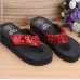 Sequin Slippers Wedge ith Flip Flops Red