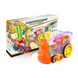 Puzzle Domino Car Electric Train With Sound And Light Music Automatic Licensing Electric Car Toy Transparent