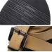 Ladies Belt Buckle Flip Flops Casual Flat Sandals Light Brown