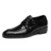 Crocodile Pattern Business Flat Bottom Leather Formal Shoes Black