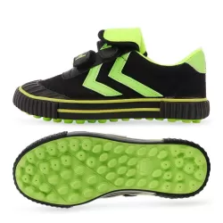 Children Soccer Shoes Antiskid Wear-Resistant Nylon Fastener Football Training Shoes Black and Green 28