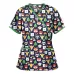 Printed V-neck Mid-length Nurse Uniform T-shirt Green