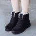 Ladies Cotton Shoes Plus Velvet Snow Boots Black