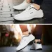 Leather Men Casual Shoes Breathable Leisure Male Sneakers All-Match Men Shoes Deep Blue