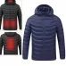 USB Heated Smart Constant Temperature Hooded Warm Coat for Men and Women Blue