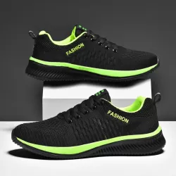 Autumn Fly Woven Soft Bottom Men Leisure Shoes Couple Running Shoes Black Green