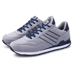 Mens Outdoor Casual Sport Shoes Lightweight Comfortable Leather Walking Running Sneakers Grey