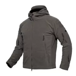Fleece Warm Men Thermal Breathable Hooded Coat Grey