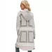 Female Windbreaker Jacket Striped Hooded Plaid Knit Cardigan Grey
