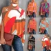 Summer Halter Hollow Batman Sleeve Stitching Printed Shirt Orange Flower
