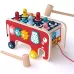 Baby Percussion Wooden Elephant Drag Cart Hitting Hamster Children Educational Toys Red
