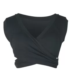Sexy Ladies Knit Sleeveless Straps Lumbar Short Vest Bottoming Shirt Black