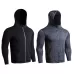 Men Sport Hooded Zipper Coat Black