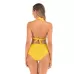 Lace-Up Halter Backless High-Waisted Swimsuit Split Printed Bikini Swimsuit Yellow