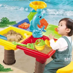 Outdoor Sandy Beach Table Toys Set for Kids Dolphin and Square Table