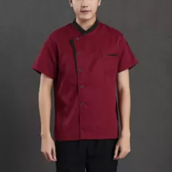 Spliced Chef Cooking Workwear Catering Restaurant Coffee Shop Waiter Uniforms Wine Red