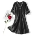 Scalloped Edge V-Neck Mid Sleeve Loose Women Nightdress
