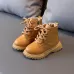 Children Martin Boots Padded Warm Leather Boots Simple Cotton Shoes Yellow