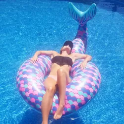 Inflatable Large Mermaid Tail Pool Lounge Swimming Ring Floating Raft Floats
