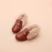 PU Leather And Cashmere Warm Single Shoes Casual Shoes for Girls Brown