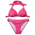 2 In 1 Sexy Solid Color Swimsuit Set Ladies Beach Bikini Swimwear Pink
