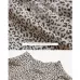 Crop Top Long Sleeve Pullover Turtleneck Leopard Shirt Khaki