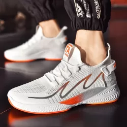 Flying Weaving Couple Shoes Female Low-Top Breathable Shoes White
