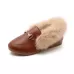 PU Leather And Cashmere Warm Single Shoes Casual Shoes for Girls Brown