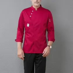 Men and Women Hotel Canteen Cake Baker Kitchen Long Sleeve Work Clothes Red