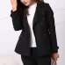 Large Lapel Double-breasted Short Slim Windbreaker Black