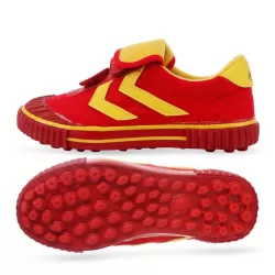 Children Soccer Shoes Antiskid Wear-Resistant Nylon Fastener Football Training Shoes Red
