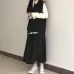 High Waist Drape Skirt Loose And Thin Mid-Length A-Line Skirt Black L