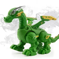 Electric Mechanical Dinosaur Toy Simulation Animal Toy Multifunctional Sound And Light Toy No Spray-Green