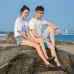 Printed Pattern Non-slip Rubber Thick Bottom Beach Shoes Swimming Shoes Diving Socks for Men Black Stripes