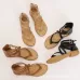 Ladies Summer Strappy Cross Sandals Roman Style Low-Heeled Retro Shoes