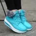 Women Booties Snow Lace Boots Autumn And Winter Female Wedge Shoes Yellow