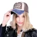 Colorful Baseball Cap Retro Letter Peaked Cap Sunhat Outdoor Leisure Travel Cap for Adult Navy Blue and Red
