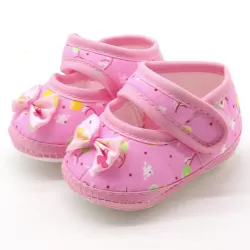 Baby Infant Shoes Girls Dot Lace Soft Sole Prewalker Warm Casual Flats Shoes Butterfly Pink