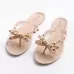 Women Flip-flops Rhinestones Bow Slip-on Flat Sandals Apricot
