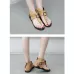 Ladies Belt Buckle Flip Flops Casual Flat Sandals Light Brown