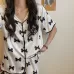 Women Ice Silk Pajamas Thin Short Sleeve Shorts Silk Set