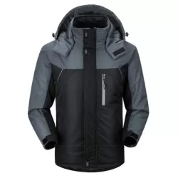 Men Winter Thick Fleece Waterproof Outwear Down Jackets Coats Black